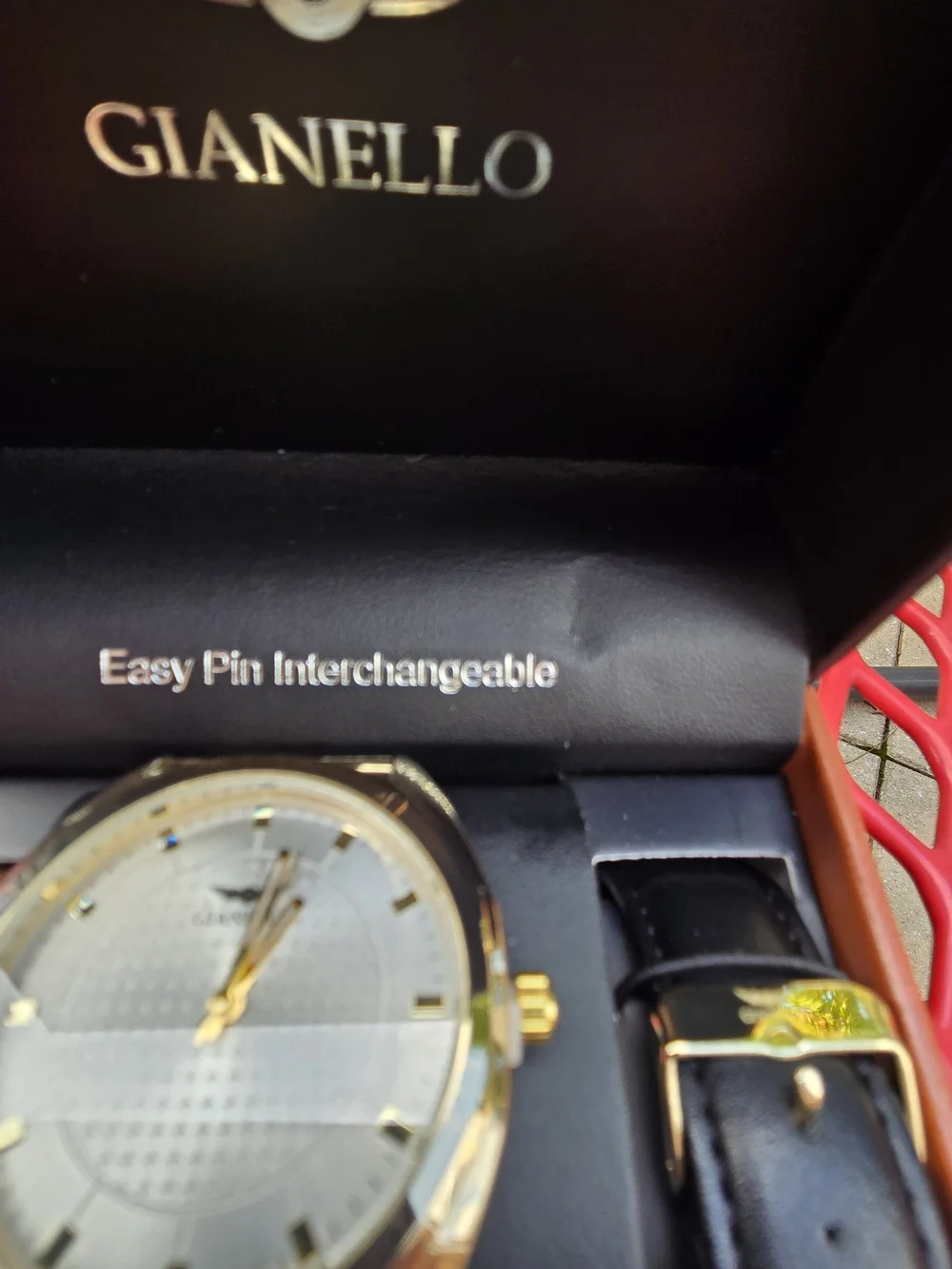 Gianello Gold Men's Interchangeable Strap Watch with Brown & Black Straps
